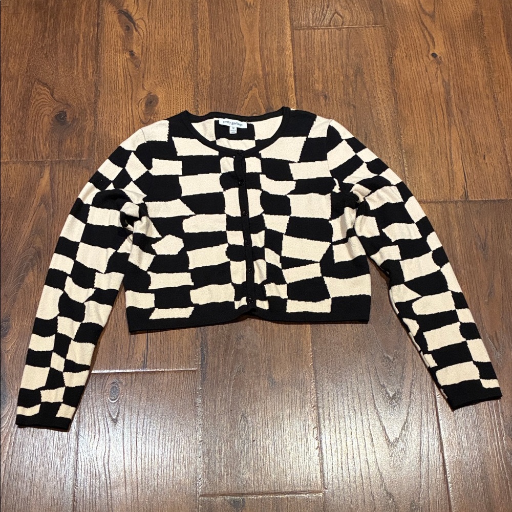 Chic Black and Cream Women's Cardigan